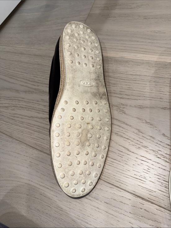 Tod\'s Dark Navy Black Espadrille Pebbled Leather Slip-On Shoes main image 11